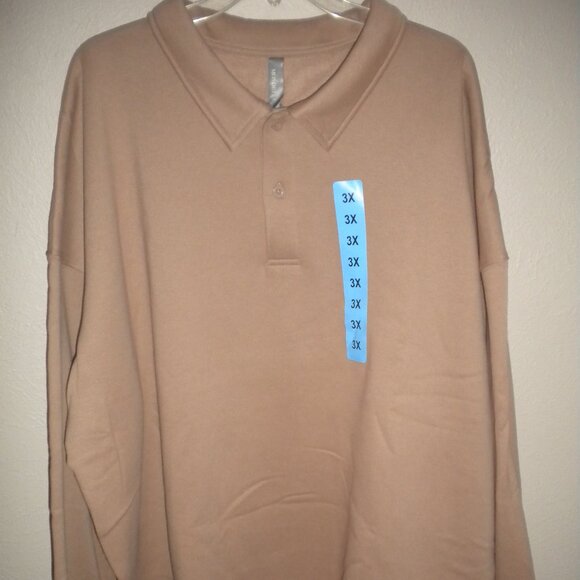 Mondetta Women's Plus Size 2X Natural Collared Pullover Sweatshirt NWT - Picture 2 of 5